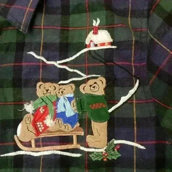 Vintage Plaid Christmas Snowman Embroidered Shirt size Medium Ugly Christmas - Picture 4 of 9